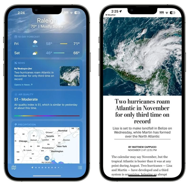 洛浦苹果14维修分享iPhone 14手机如何看天气时顺带看新闻 