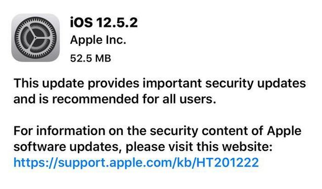 洛浦苹果手机维修分享iOS12.5.2发布，建议所有老苹果用户安装 
